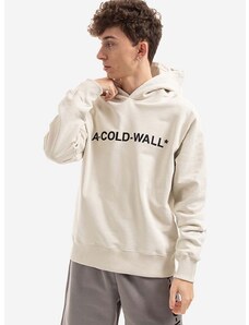 A-COLD-WALL* pamut melegítőfelső Essential Logo Hoodie bézs, férfi, nyomott mintás, kapucnis