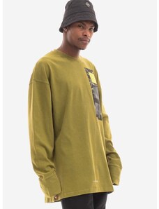 A-COLD-WALL* pamut hosszúujjú Relaxed Cubist LS T-shirt zöld, nyomott mintás