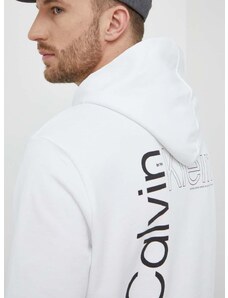 Calvin Klein pamut melegítőfelső fehér, férfi, nyomott mintás, kapucnis