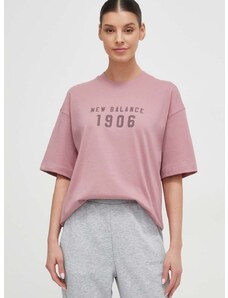 New Balance pamut póló női, rózsaszín