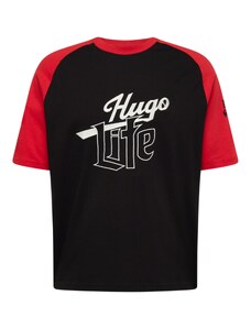 HUGO Póló 'Dilife' piros / fekete / fehér