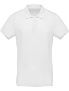 Kariban organikus rövid ujjú férfi galléros piké póló KA209, White-2XL