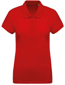 Kariban Női organikus rövid ujjú galléros piké póló KA210, Red-M