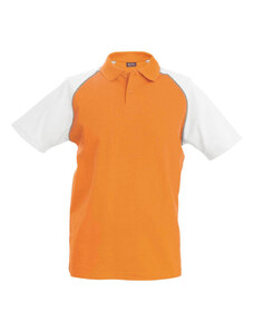 Kariban baseball férfi galléros rövid ujjú piké póló KA226, Orange/White-2XL