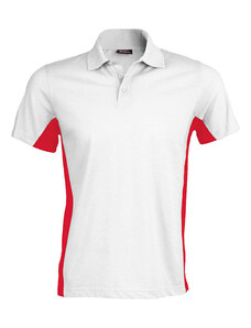 Kariban férfi kétszínű rövid ujjú galléros piké póló KA232, White/Red-3XL