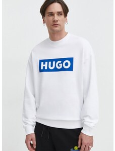 Hugo Blue pamut melegítőfelső fehér, férfi, nyomott mintás