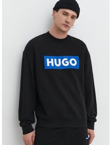 Hugo Blue pamut melegítőfelső fekete, férfi, nyomott mintás