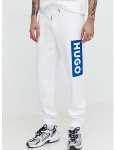 Hugo Blue pamut melegítőnadrág fehér, nyomott mintás