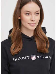 Gant felső fekete, női, nyomott mintás, kapucnis