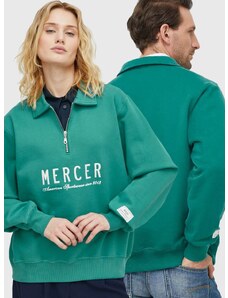 Mercer Amsterdam pamut melegítőfelső The Quarter Zip zöld, nyomott mintás, MEAP241007