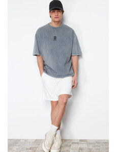 Trendyol Gray Oversize/Wide Cut Antique/Pale Effect 100% Cotton T-shirt