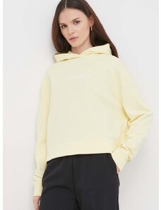 Calvin Klein pamut melegítőfelső sárga, női, nyomott mintás, kapucnis, K20K205449