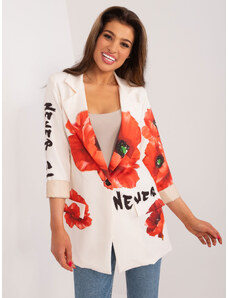 Fashionhunters Cream blazer with floral print