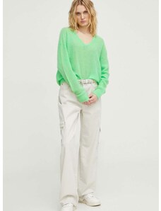 American Vintage gyapjú pulóver könnyű, női, zöld