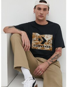 Converse pamut póló fekete, férfi, nyomott mintás
