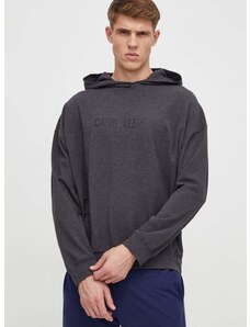 Calvin Klein Underwear kapucnis pulcsi otthoni viseletre szürke, nyomott mintás, kapucnis