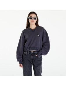 Női kapucnis pulóver Calvin Klein Jeans Woven Label Washed Crewneck Washed Black