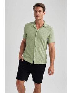 DEFACTO Modern Fit Resort Neck Crinkle Short Sleeve Shirt