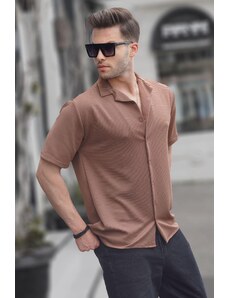 Madmext Men's Brown Short Sleeve Shirt 6705