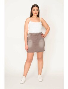 Şans Women's Plus Size Mink 5-Pocket Lycra Gabardine Skirt
