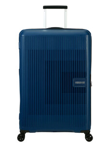 American Tourister AeroStep Spinner 4-kerekes keményfedeles bővíthető bőrönd 77 x 50 x 29/32 cm, sötétkék