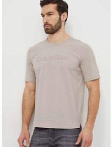 Calvin Klein Performance edzős póló bézs, nyomott mintás