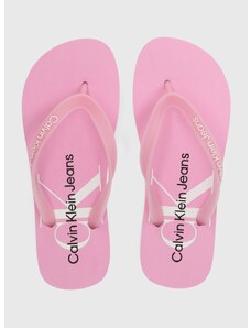 Calvin Klein Jeans flip-flop BEACH SANDAL MONOLOGO TPU rózsaszín, női, lapos talpú