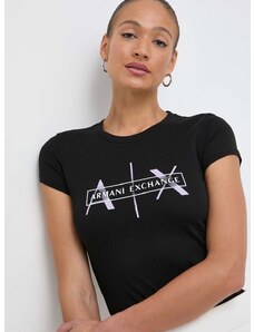 Armani Exchange pamut póló női, fekete