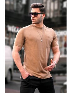 Madmext Cappuccino Color Pocket Basic Men's T-Shirt 6078