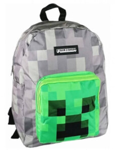 Minecraft hátizsák, 2 rekeszes, 40x30x14cm, szürke-zöld, Creeper, Astra