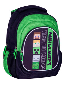 Minecraft hátizsák, iskolatáska, 3 rekeszes, 39x28x15cm, Time to Mine, Heads, Astra