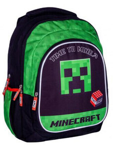 Minecraft hátizsák, iskolatáska, 3 rekeszes, 42x30x19cm, Time to Mine, Creeper, Astra