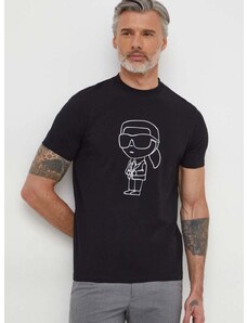 Karl Lagerfeld t-shirt fekete, férfi, nyomott mintás