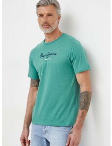 Pepe Jeans pamut póló Eggo zöld, férfi, nyomott mintás