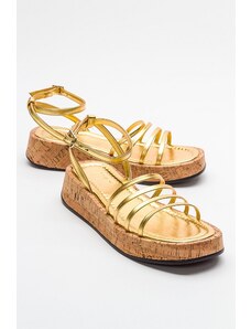 LuviShoes ANGELA Women's Metallic Gold Sandals