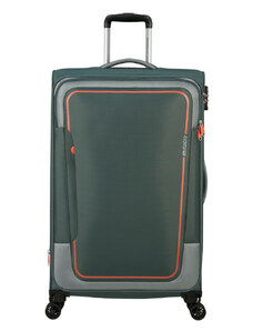American Tourister Pulsonic Spinner 4-kerekes bővíthető bőrönd 81 x 49 x 31/34 cm, khaki