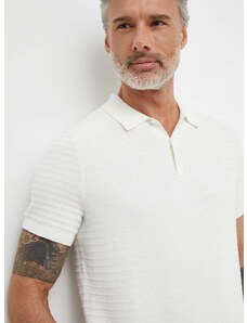 Michael Kors póló selyemkeverékkel bézs, sima
