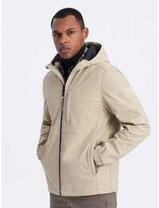 Ombre Men's SOFTSHELL jacket with fleece center - sand