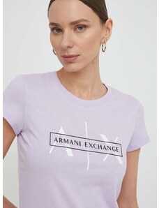 Armani Exchange pamut póló női, lila