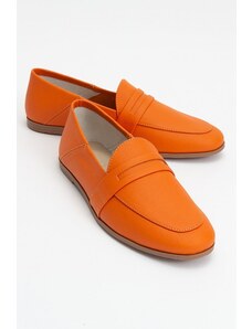 LuviShoes F05 Orange Skin Genuine Leather Women's Flats