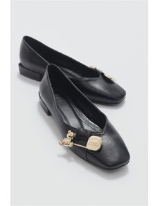 LuviShoes Women's Opal Black Buckle Flat Shoes