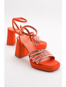 LuviShoes Nove Orange Women's Heeled Shoes