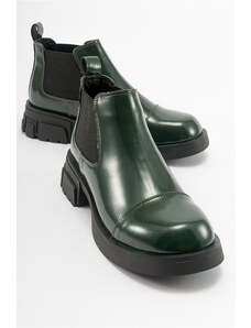 LuviShoes CAFUNE Green Patent Leather Women's Boots