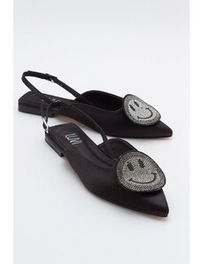LuviShoes GEVEL Women's Black Satin Flats.