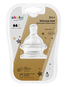 Akuku Etetőcumi széles szájú cumisüveghez szilikon széles szájú (méret: ) 3 + hó (2 db/cs)