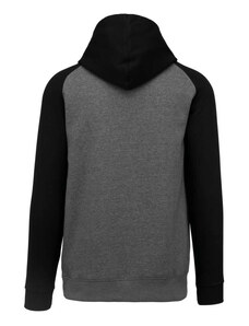 Proact gyerek kapucnis pulóver, kétszínű raglán ujjú PA370, Grey Heather/Black-10/12