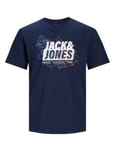 JACK & JONES Póló 'MAP' tengerészkék / világoskék / fehér