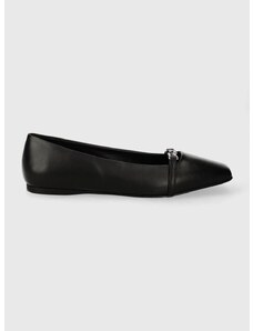 Karl Lagerfeld bőr balerina cipő KONNIE fekete, KL40180