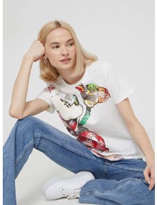 Desigual pamut póló x Disney női, fehér