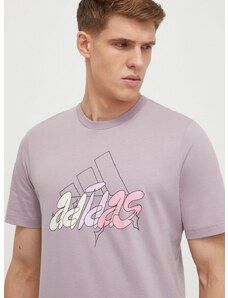 adidas pamut póló lila, férfi, nyomott mintás, IN6244